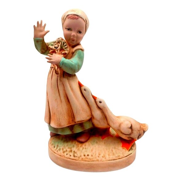 Vintage 1950 Holland Mold Dutch Boy & Girl With Geese Ceramic Figurines Set Of 2 - Picture 9 of 14